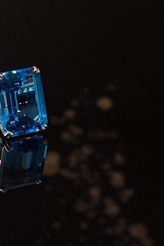 Edelsteinfassen, Topas - Brillant Ring aus Platin Iridium 800.